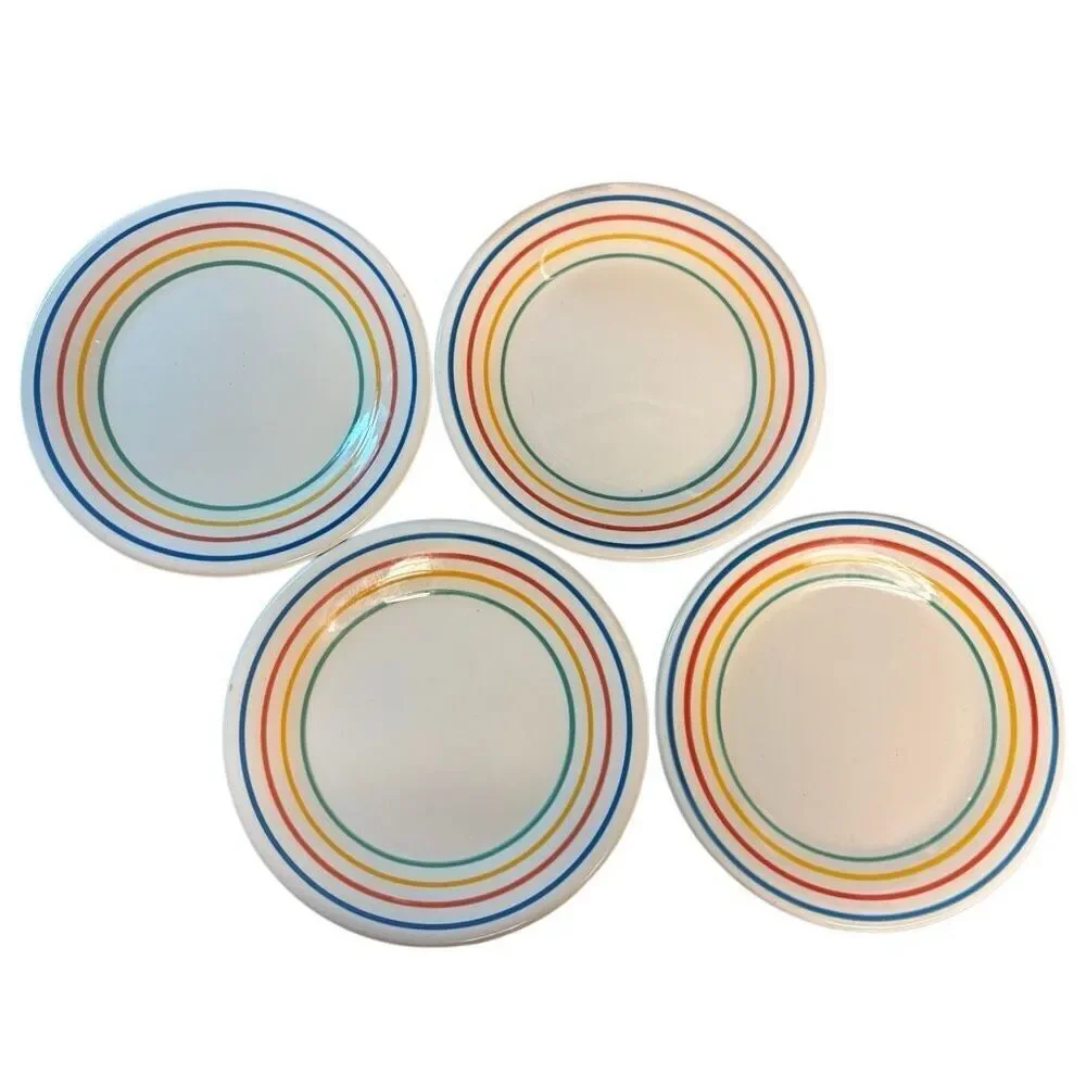 Pier One Imports 7 3/4” Multi Colored Stripes Salad Plates
